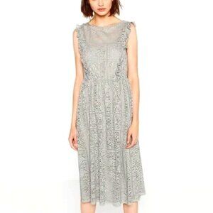 ZARA - Grey Lace Midi Dress - *NEW w/Tags* - Large